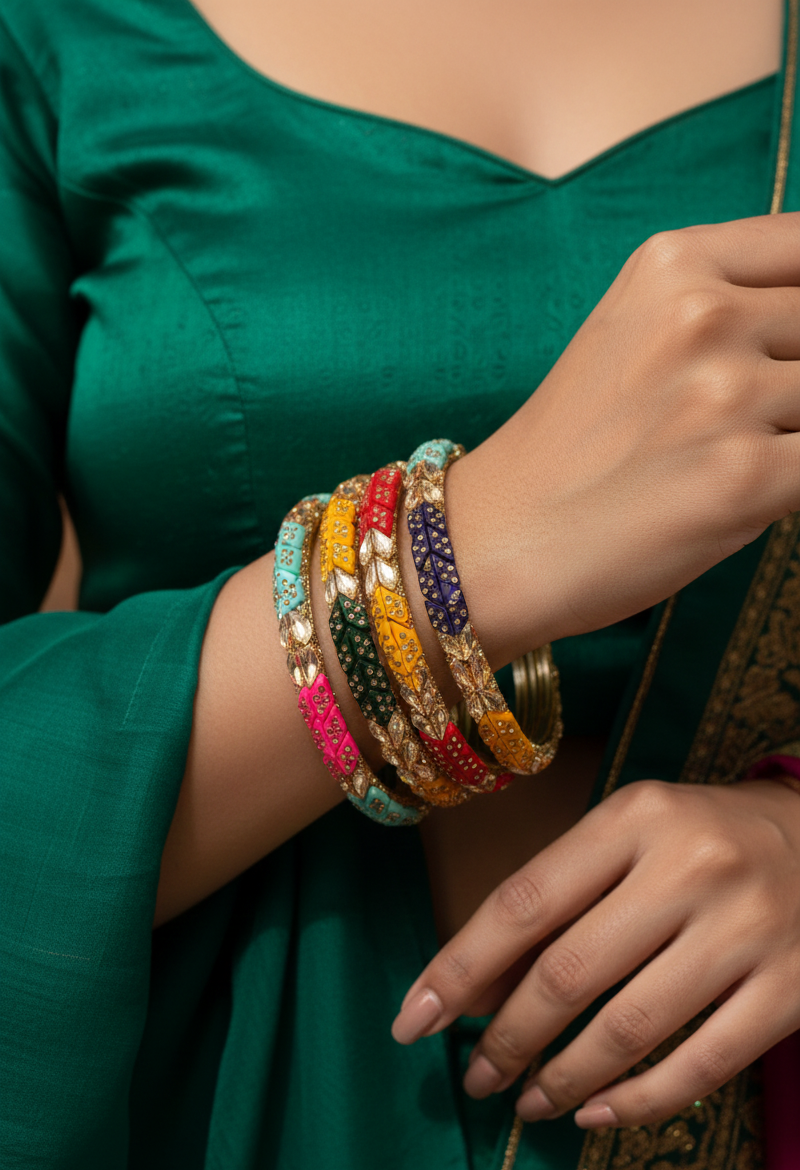 Multicolored Glass Bangles - Image 4