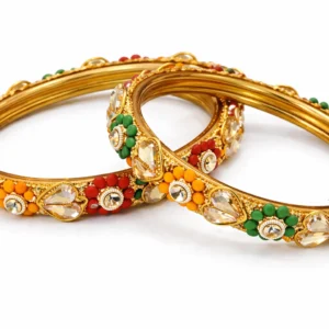 Traditional Kundan Floral Gold Plated Bangles