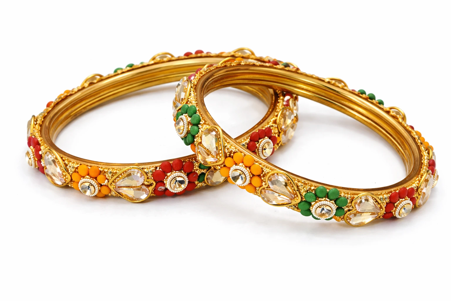 Traditional Kundan Floral Gold Plated Bangles
