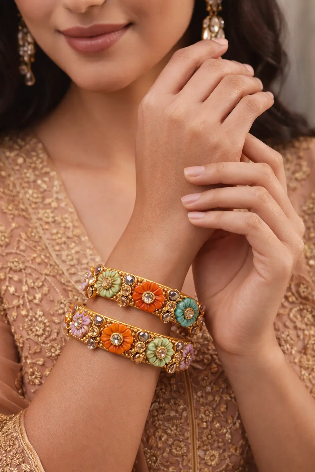 Elegant Garden Blossom Bangles - Image 4