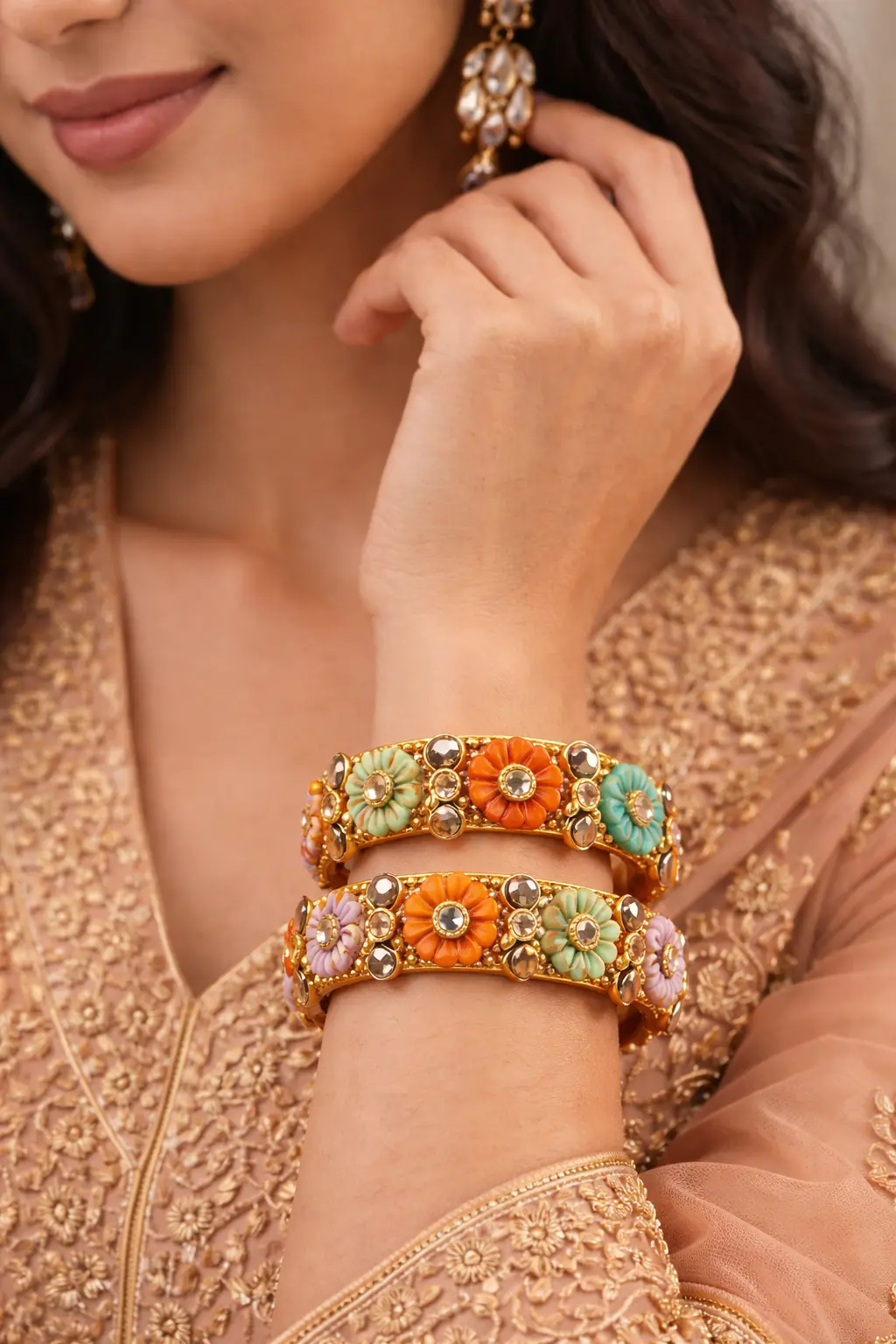 Elegant Garden Blossom Bangles - Image 3