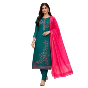 Teal Embroidered Suit Set