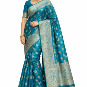 Turquoise Royale Zari Weave Saree