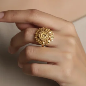 The Aurelia Sunburst Mandala Ring – 1gm Gold
