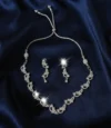 Elegant Rhodium-Plated Floral Zirconia Choker Set