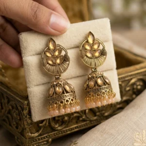 Antique Gold-Plated Jhumka Earrings