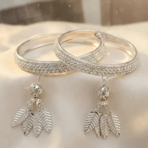 Aura Leaf Stainless Steel Kada Bangles (Set of 2)