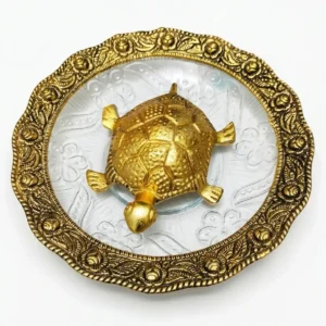 Brass Metal Vastu Tortoise with Glass Plate