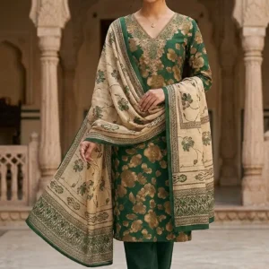 Aethelgard Hand-Embroidered Floral Jam Cotton Suit Set