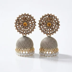 Oxidized Silver Jhumka Earrings
