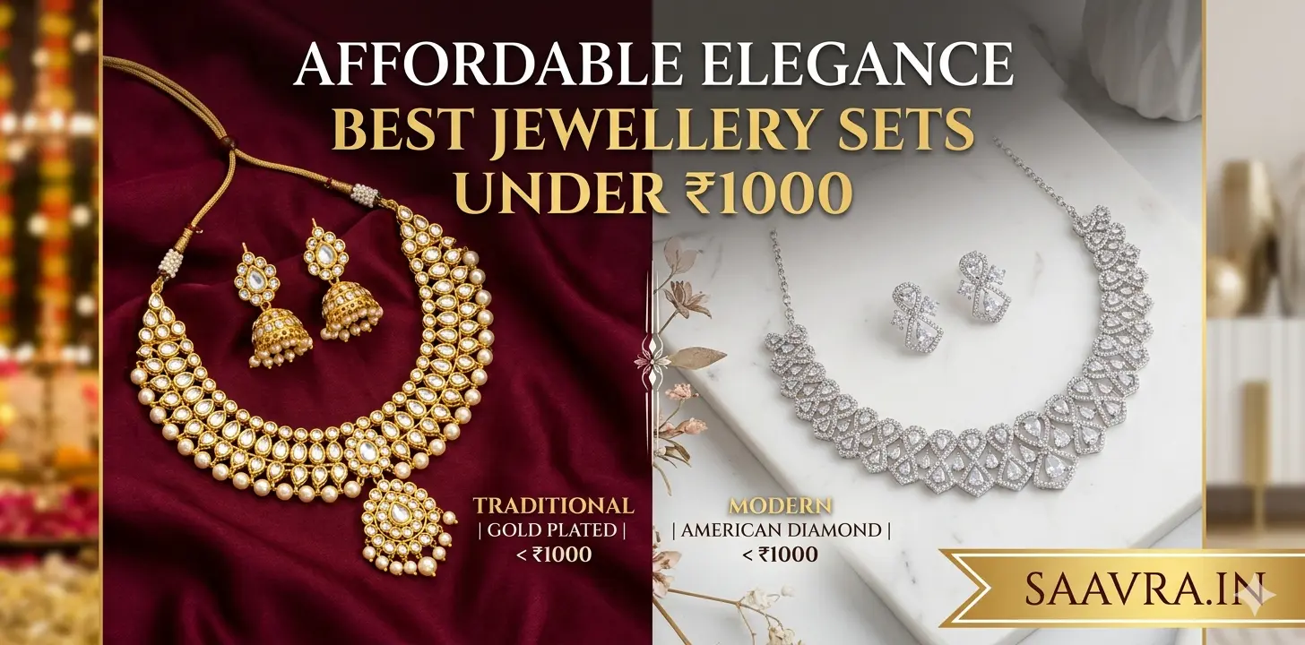 Best Traditional & Modern Jewellery Sets Under ₹1000 from Saavra