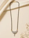 Designer Silver Tone Mangalsutra Pendant Necklace with Black Beads for Women