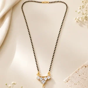 Stylish Daily Wear Mangalsutra with White Stone Pendant