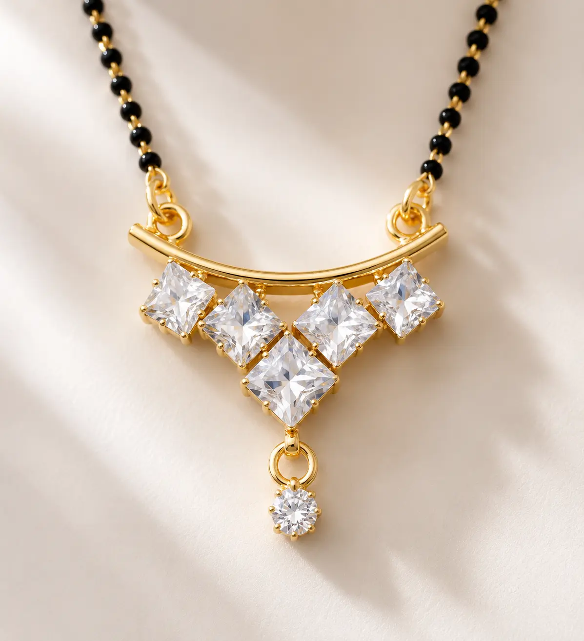 Stylish Daily Wear Mangalsutra with White Stone Pendant