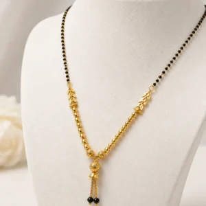 Gold Plated Black Beads Traditional Mangalsutra for Women