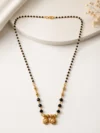 Gold Plated Traditional Black Beads Mangalsutra for Women with Double Round Pendant Design