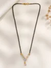 Modern V Shape Stone Mangalsutra with Black Beads for Women
