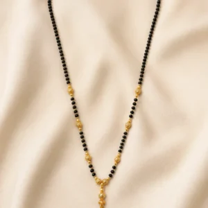 Gold Plated Traditional Black Beads Mangalsutra for Women with Designer Tassel Pendant