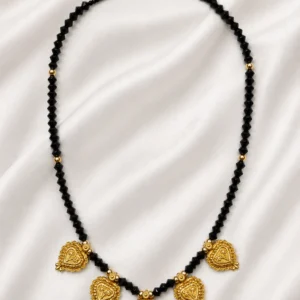 Gold Plated Black Beads Traditional Mangalsutra Necklace for Women