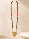 Gold Plated Traditional Black Beads Mangalsutra for Women with Designer Floral Pendant