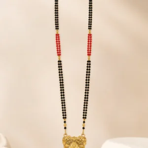 Gold Plated Traditional Black Beads Mangalsutra for Women with Designer Floral Pendant