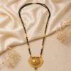 Traditional Gold Plated Black Beads Mangalsutra Necklace with Antique Designer Pendant for Women