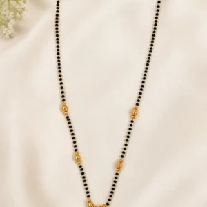 Gold Plated Black Beads Mangalsutra Necklace for Women – Traditional Daily Wear Mangalsutra