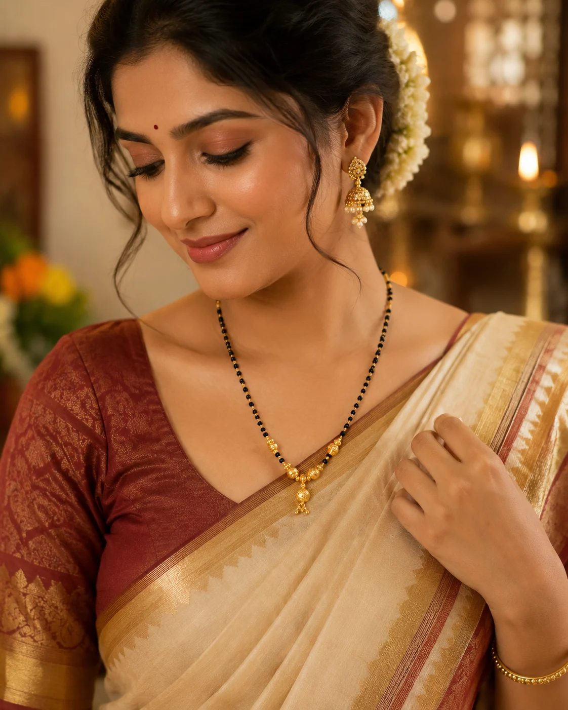 Gold Plated Black Beads Mangalsutra Necklace for Women – Traditional Daily Wear Mangalsutra