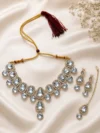 White Stone Kundan Choker Necklace Set with Earrings & Maang Tikka for Women