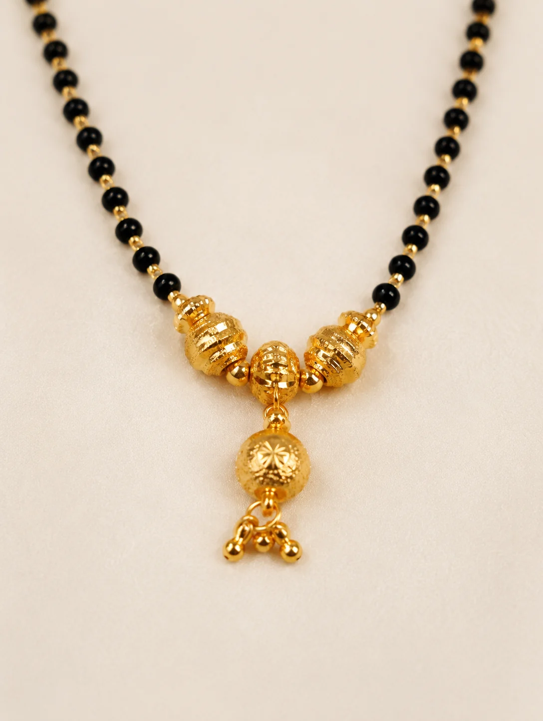 Gold Plated Black Beads Mangalsutra Necklace for Women – Traditional Daily Wear Mangalsutra