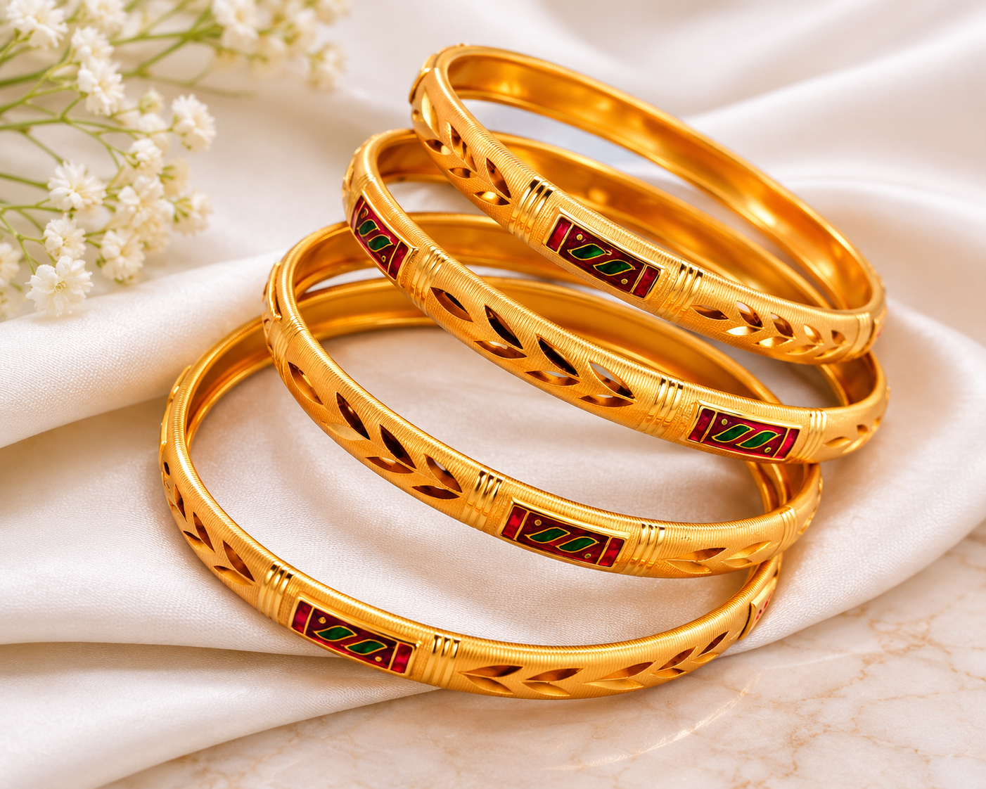 Gold Plated Meenakari Bangles Set for Women.