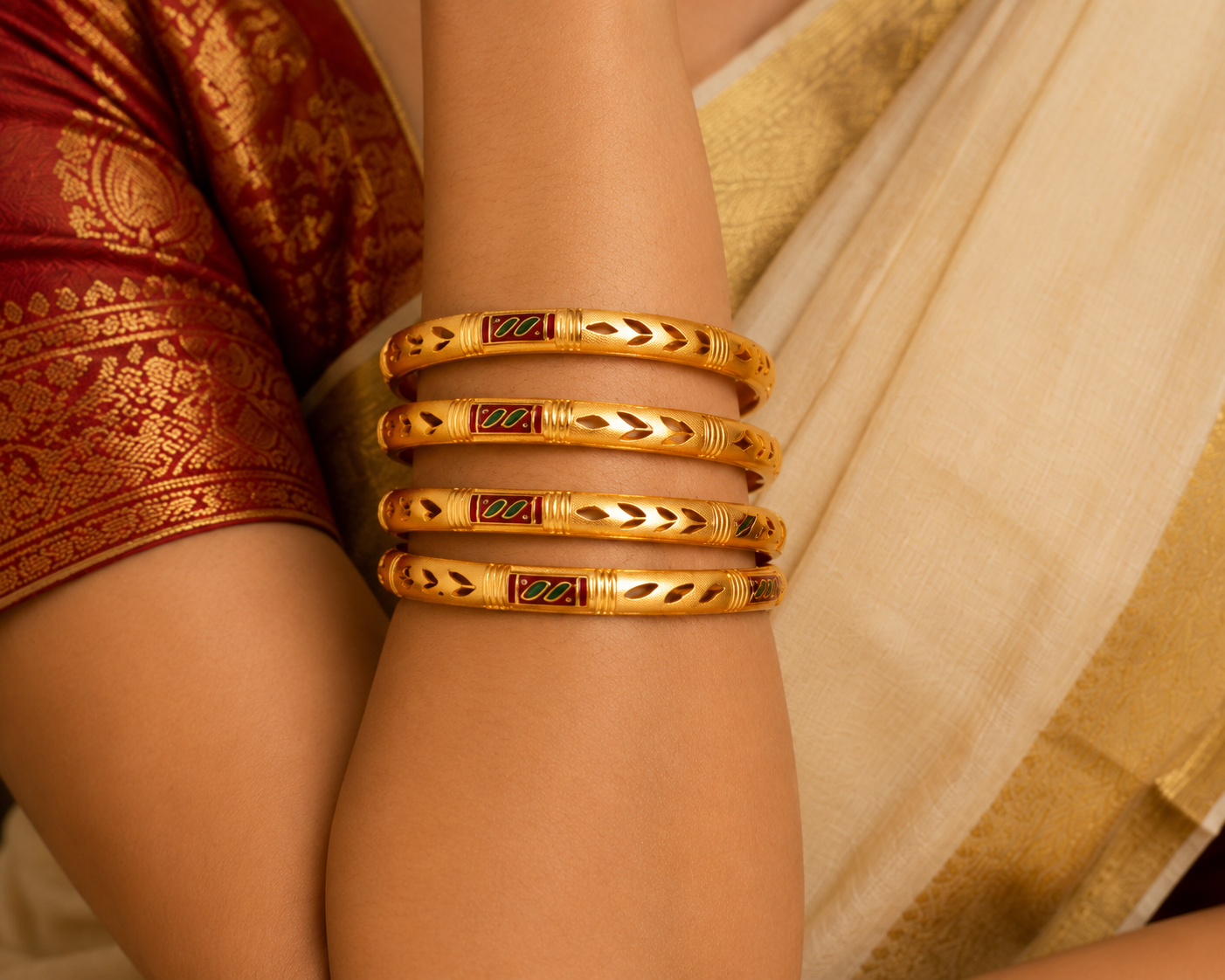 Gold Plated Meenakari Bangles Set for Women.