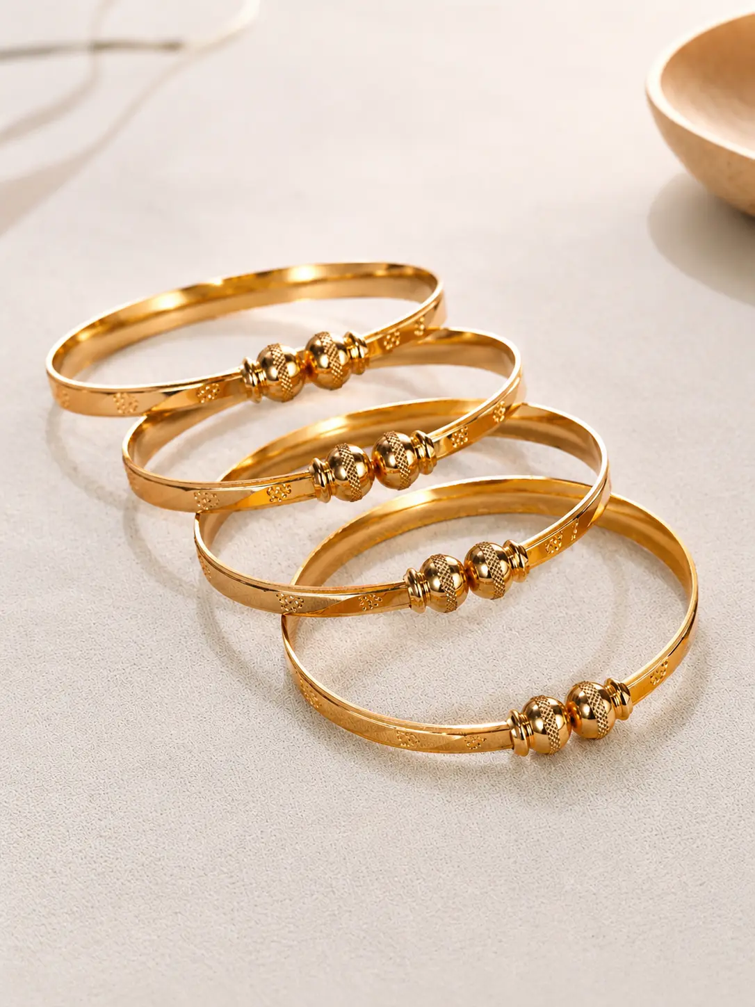 Traditional Gold Plated Designer Daily Wear Kada Bangles Set for Women (Pack of 4)