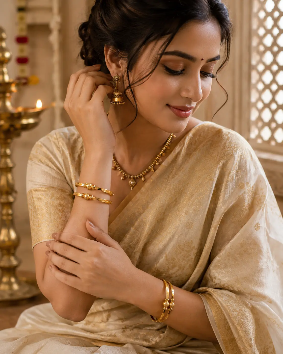 Traditional Gold Plated Designer Daily Wear Kada Bangles Set for Women (Pack of 4)
