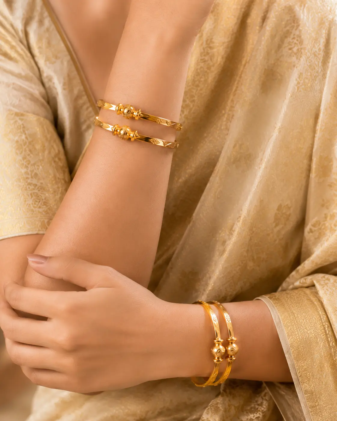 Traditional Gold Plated Designer Daily Wear Kada Bangles Set for Women (Pack of 4)