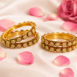 Gold Plated Traditional Kundan Meenakari Bangles Set for Women