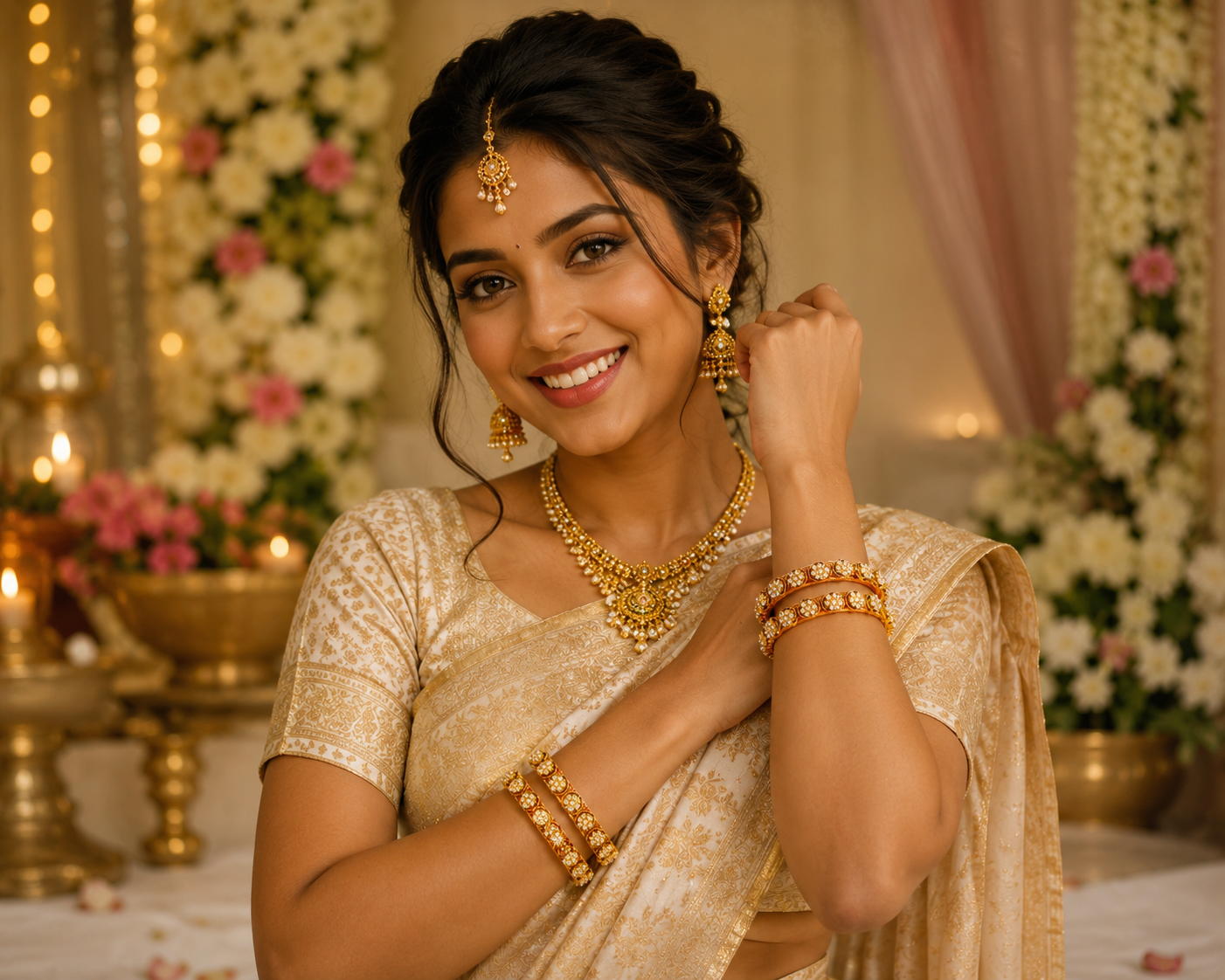 Gold Plated Traditional Kundan Meenakari Bangles Set for Women