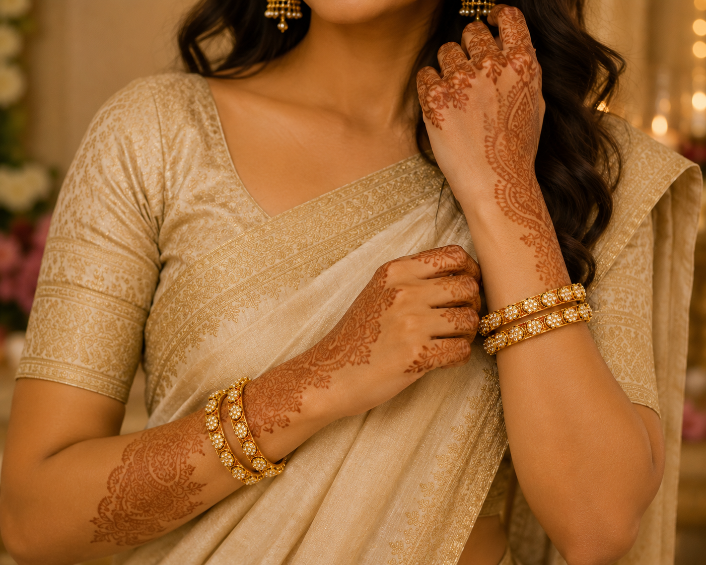 Gold Plated Traditional Kundan Meenakari Bangles Set for Women
