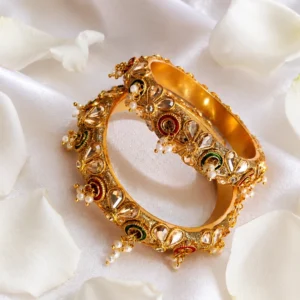 Gold Plated Traditional Kundan Meenakari Bangles for Women