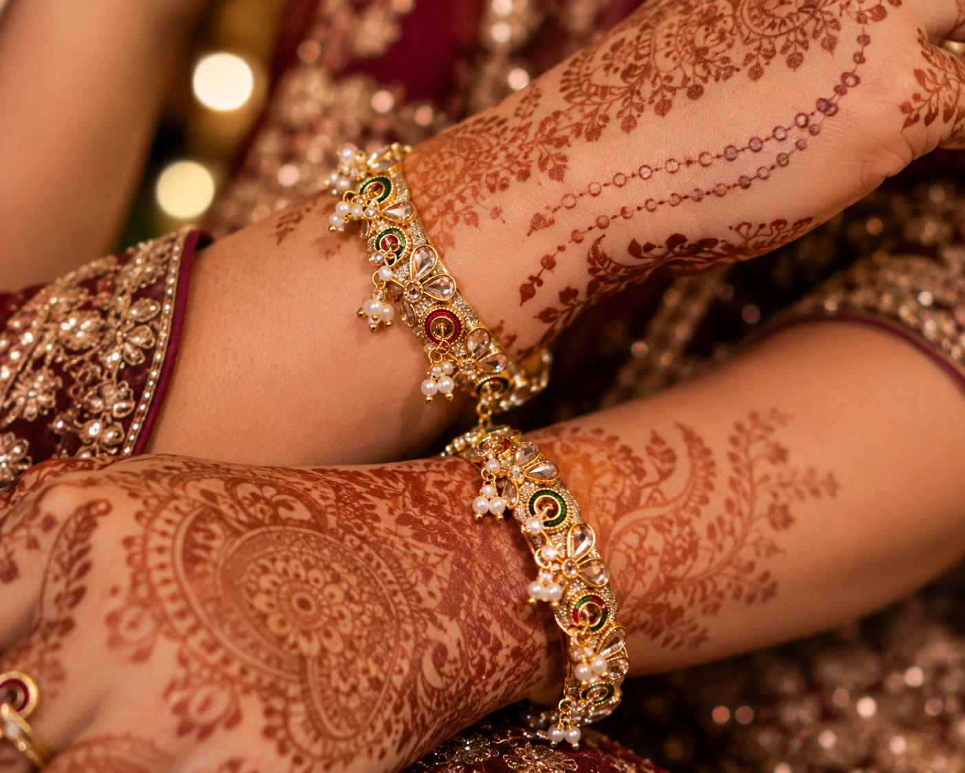 Gold Plated Traditional Kundan Meenakari Bangles for Women
