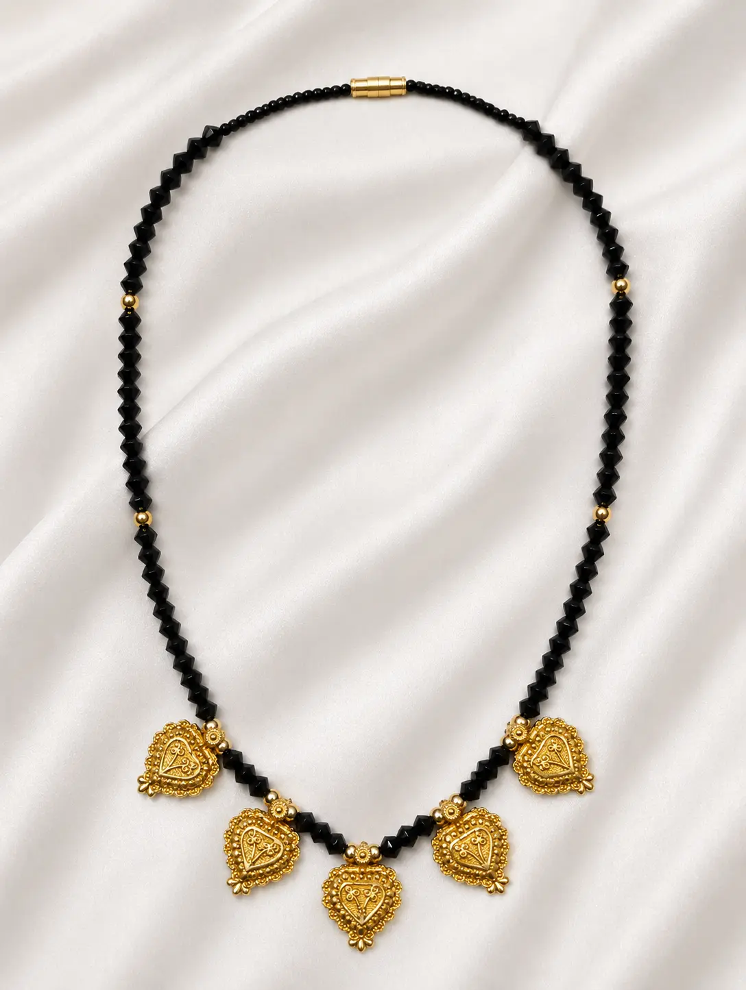 Gold Plated Black Beads Traditional Mangalsutra Necklace for Women