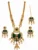 Bridal Temple Necklace Set with Green Stones & Pearl Drops | Antique Gold Long Haar with Earrings & Maang Tikka