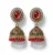 Antique Gold-Plated Red Stone Jhumka Earrings with Bead Droplets