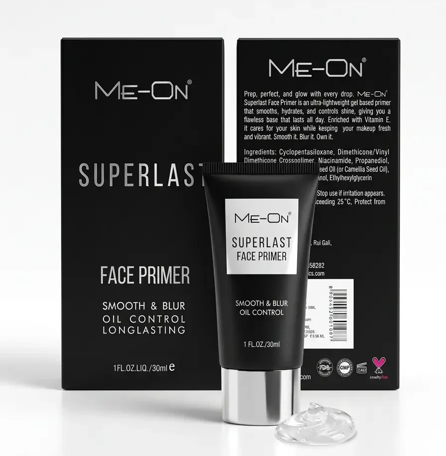 Me-On Superlast Oil Control Face Primer – 30ml | Matte Finish, Pore Blurring & Long-Lasting Base | Enriched with Vitamin E & Moringa Oil | For All Skin Types